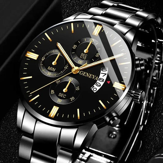 50% Off + Free Shipping! I Black Steel Executive Quartz Watch