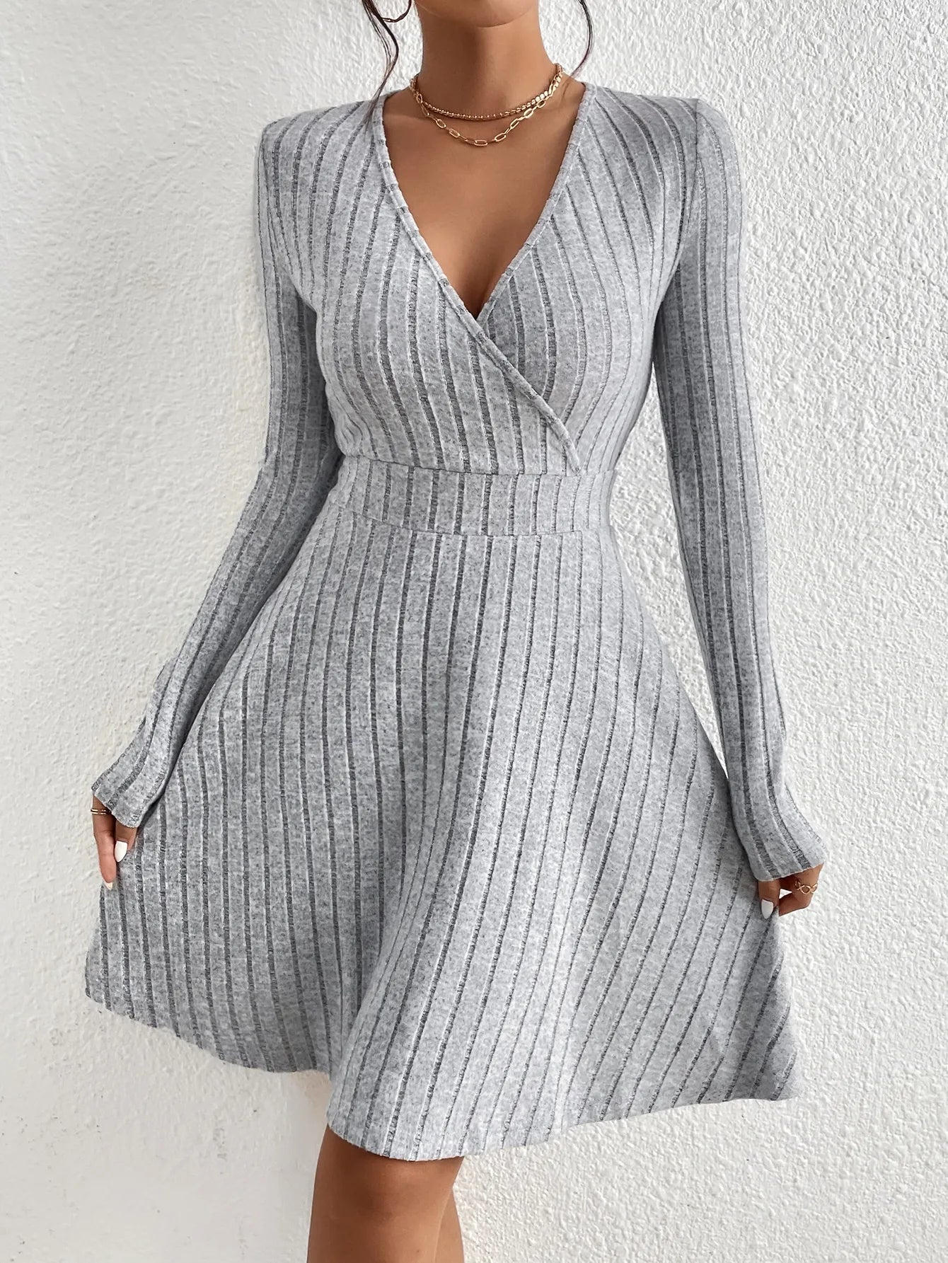 Free Shipping! I Elegant Knit Long Sleeve Bodycon Dress