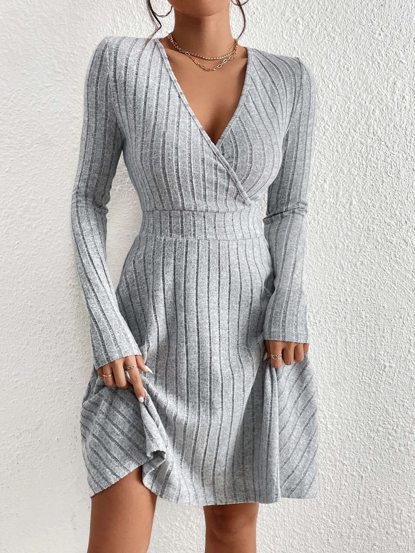 Free Shipping! I Elegant Knit Long Sleeve Bodycon Dress