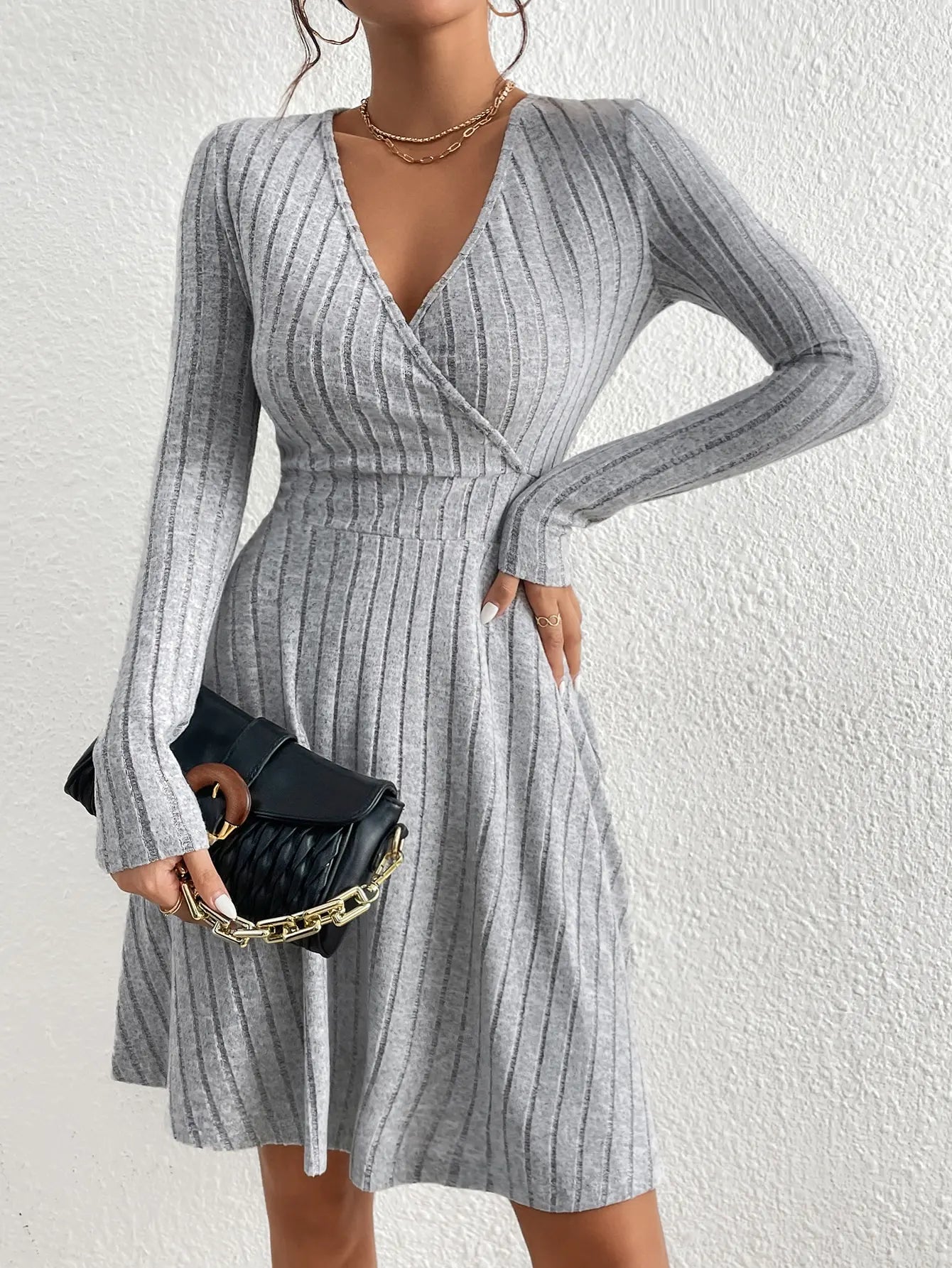 Free Shipping! I Elegant Knit Long Sleeve Bodycon Dress