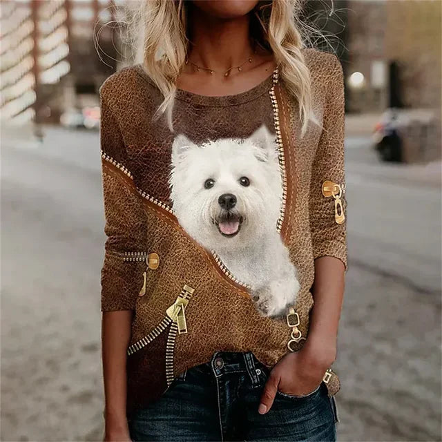 Free Shipping! I Cozy Dog Print Pullover Sweater