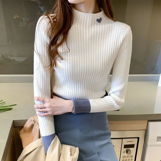 50% OFF I Embroidered Mock Neck Knit Sweater