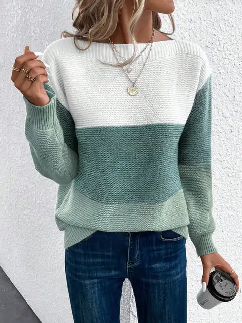 Free Shipping! I Three-Tone Cozy Knit Sweater