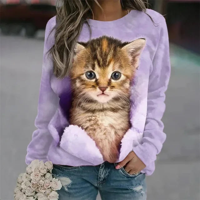 Free Shipping! I Cozy Cat Print Sweater