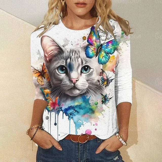 Free Shipping! I Cozy Cat Print Sweater