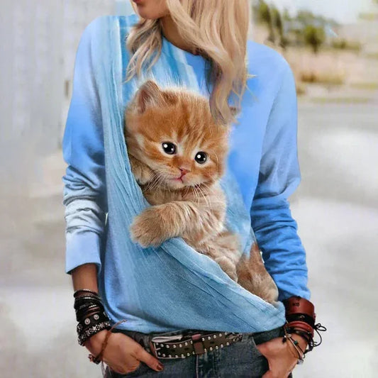 Free Shipping! I Cozy Cat Print Sweater